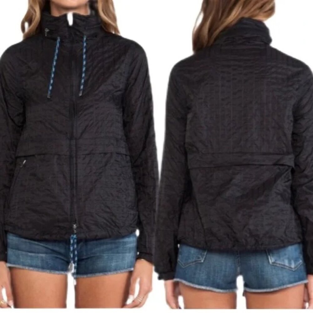 Free People Black Utility Jacket with Blue Details
